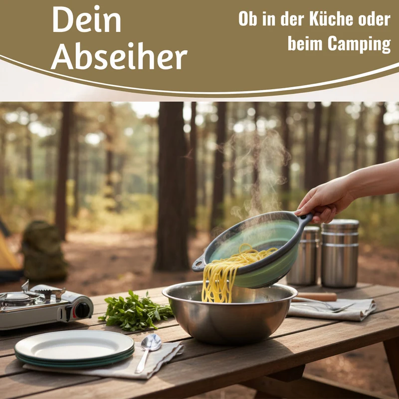 Flexibles Abtropfsieb Nudelsieb 23cm Rund faltbar Seiher Küchensieb Camping