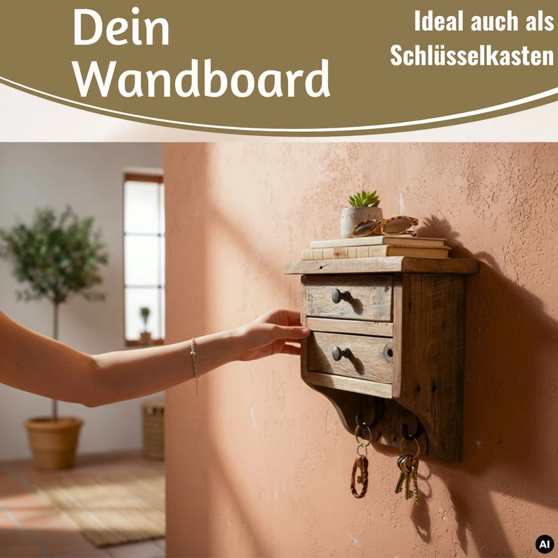 Vintage Küchenregal Dehli 25cm hängend mit 2 Haken Gewürzregal Wandregal Wandboard