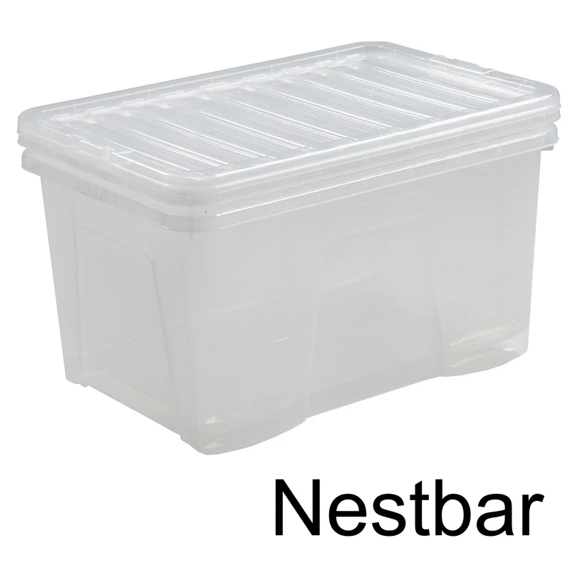 AUFBEWAHRUNGSBOX 20 Liter - Aufbewahrungsbox mit Deckel - 39x29x25cm - transparent klar - stapelbar - DINA4 Format - Kunststoff Box Stapelkiste Unterbettkommode Büro