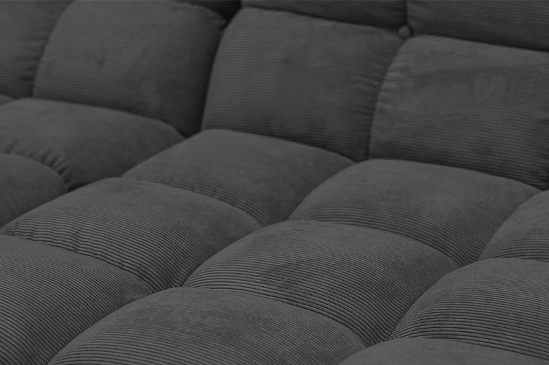 KAWOLA Sitzgruppe VIVIEN Ecksofa Drehsessel Hockerbank Feincord anthrazit