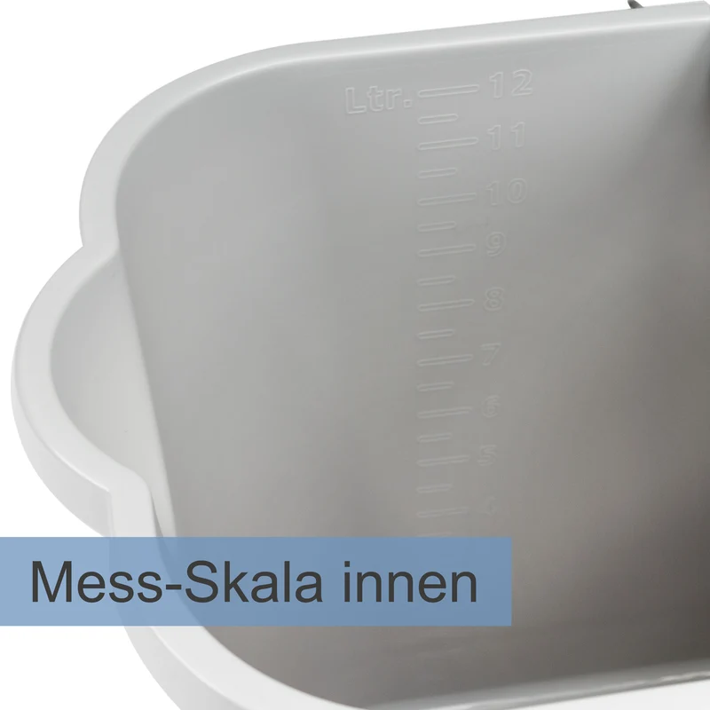 Wringeimer mit Siebaufsatz, Ausguss und Metall-Henkel - 12 Liter - grau - Rechteckig - Skala Putzeimer Wischeimer Wringeimer Eimer Haushaltseimer Wassereimer Wischmop-Eimer