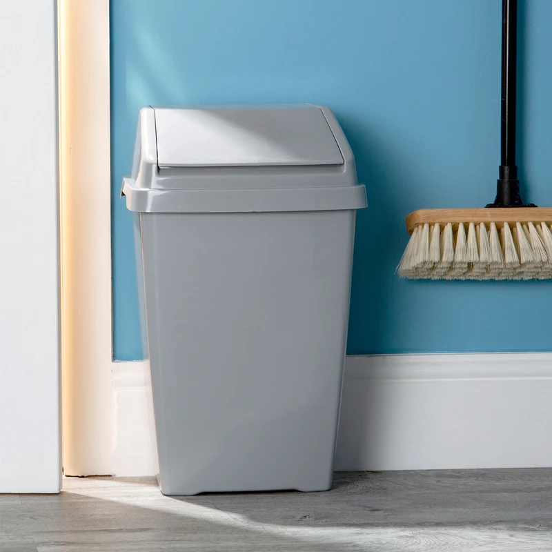 25 Liter Mülleimer mit Klappdeckel 30x26x54 cm - grau - Abfalleimer Mülltrennung - Abfalleimer Deckel Abfallbehälter Papiertonne Papierkorb Müllkorb Abfallkorb Recycling Abfallsammler Haushalt Büro