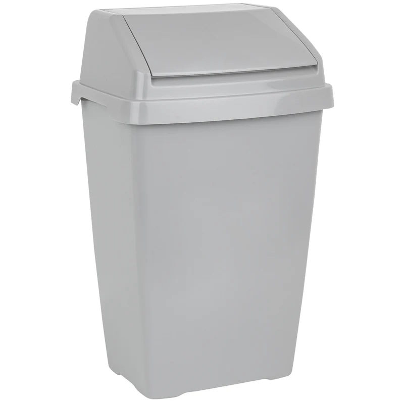 25 Liter Mülleimer mit Klappdeckel 30x26x54 cm - grau - Abfalleimer Mülltrennung - Abfalleimer Deckel Abfallbehälter Papiertonne Papierkorb Müllkorb Abfallkorb Recycling Abfallsammler Haushalt Büro