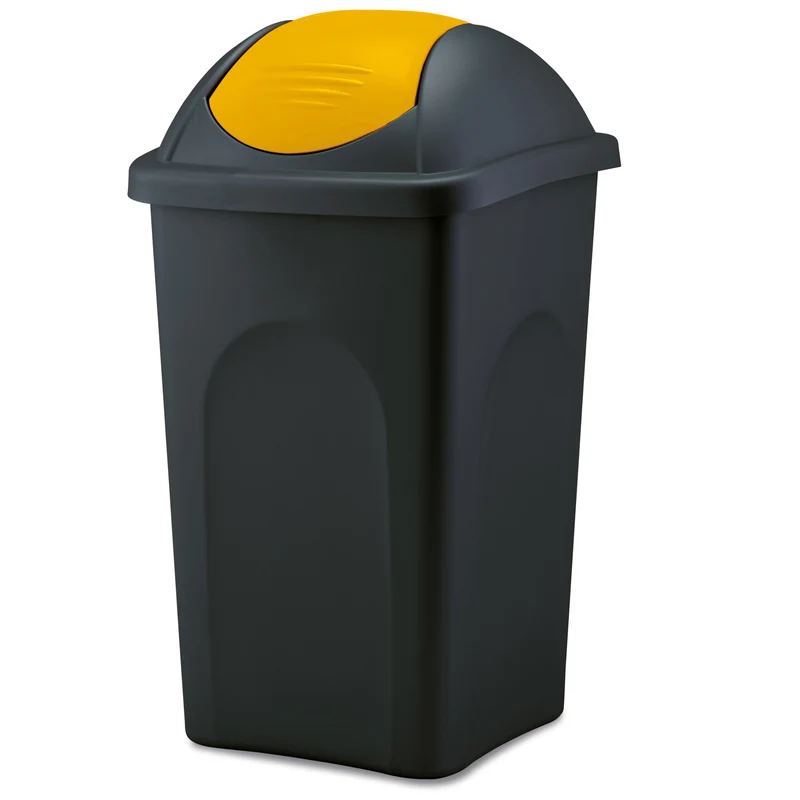 Mülleimer mit Schwingdeckel - schwarz farbiger Deckel 60 Liter - Mülltrennung - Abfalleimer Deckel Abfallbehälter Papiertonne Papierkorb Müllkorb Abfallkorb Recycling Abfallsammler Schwingeimer Hauhalt Büro 60 l