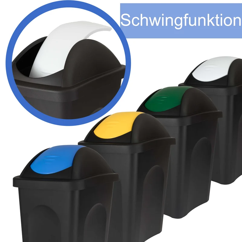 Mülleimer mit Schwingdeckel - schwarz farbiger Deckel 60 Liter - Mülltrennung - Abfalleimer Deckel Abfallbehälter Papiertonne Papierkorb Müllkorb Abfallkorb Recycling Abfallsammler Schwingeimer Hauhalt Büro 60 l