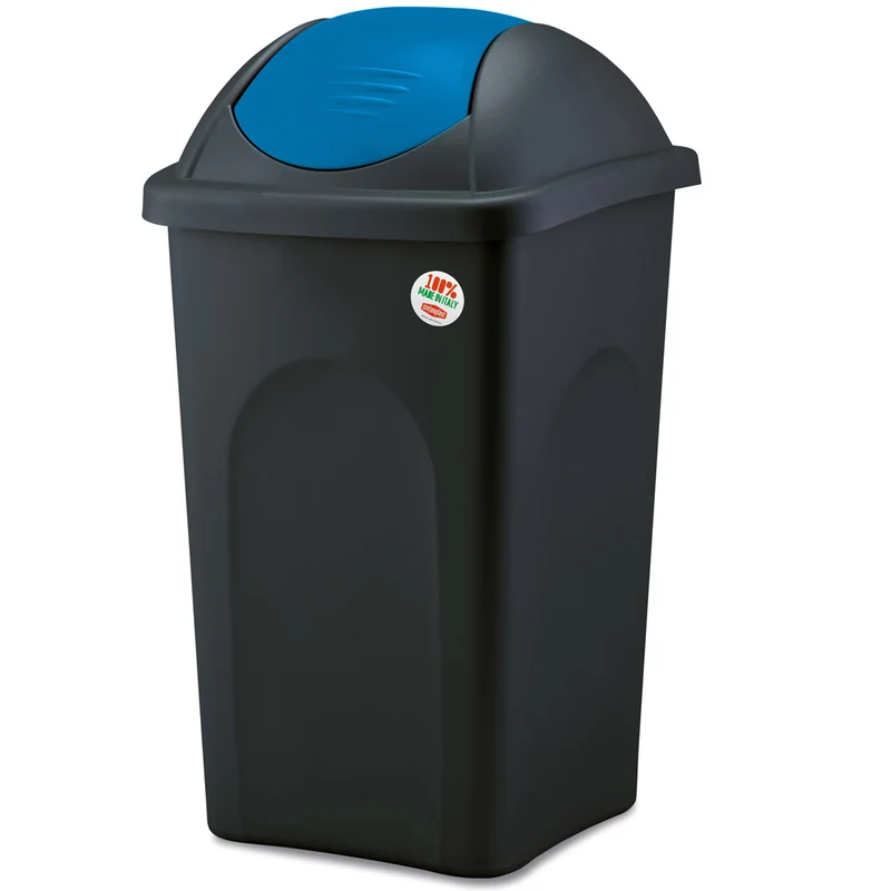 Mülleimer mit Schwingdeckel - schwarz farbiger Deckel 60 Liter - Mülltrennung - Abfalleimer Deckel Abfallbehälter Papiertonne Papierkorb Müllkorb Abfallkorb Recycling Abfallsammler Schwingeimer Hauhalt Büro 60 l