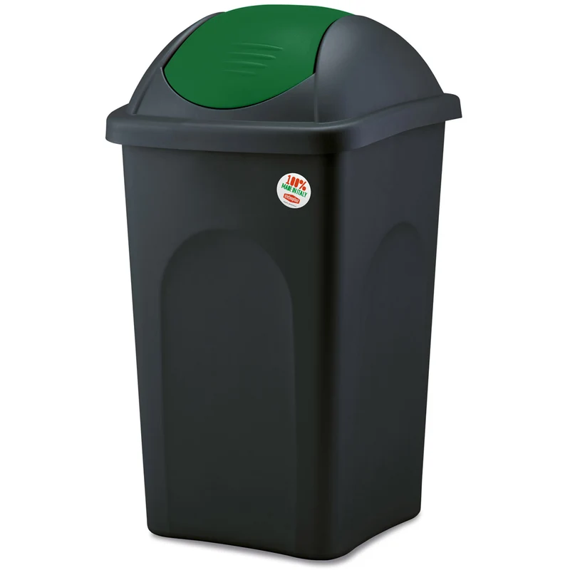 Mülleimer mit Schwingdeckel - schwarz farbiger Deckel 60 Liter - Mülltrennung - Abfalleimer Deckel Abfallbehälter Papiertonne Papierkorb Müllkorb Abfallkorb Recycling Abfallsammler Schwingeimer Hauhalt Büro 60 l