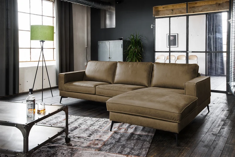 KAWOLA Sofa BLOOM Ecksofa Leder camel