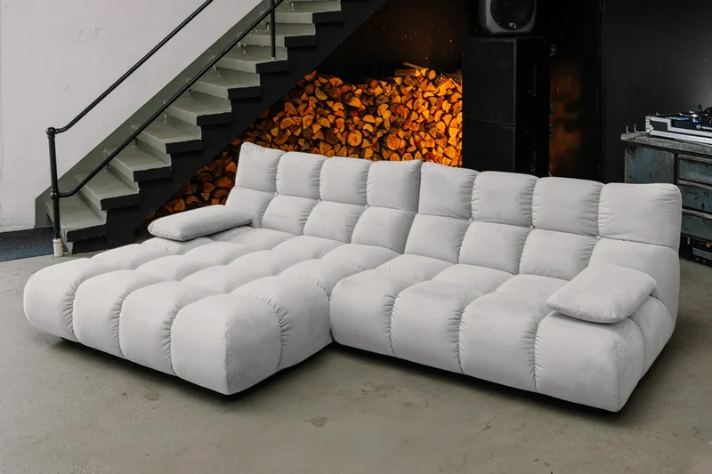KAWOLA Sofa VIVIEN Ecksofa Velvet silber