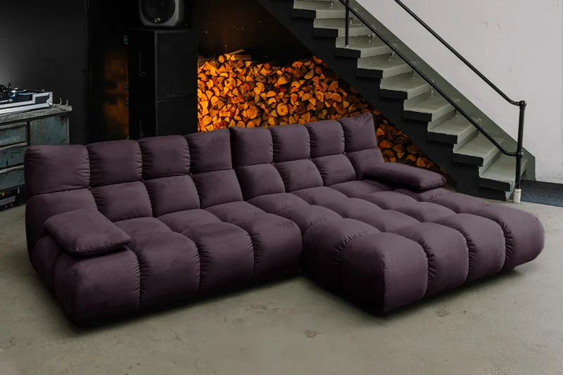 KAWOLA Sofa VIVIEN Ecksofa Velvet purple