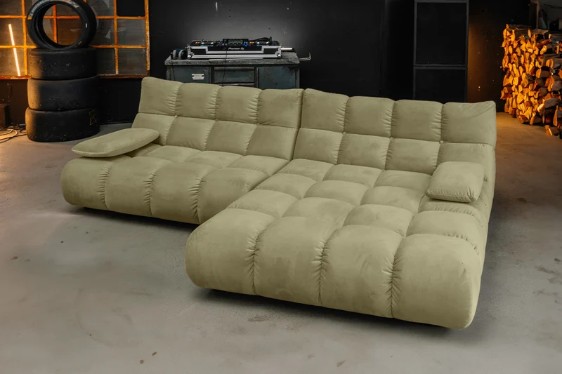 KAWOLA Sofa VIVIEN Ecksofa Velvet oliv