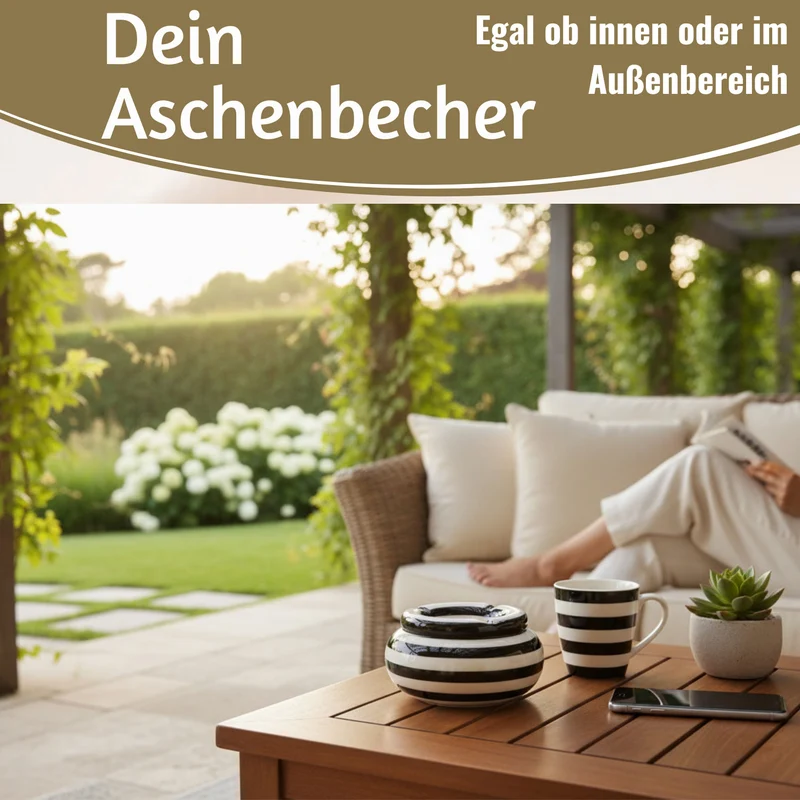 XL Sturmaschenbecher 14x9cm Schwarz Weiß Windaschenbecher Aschenbecher