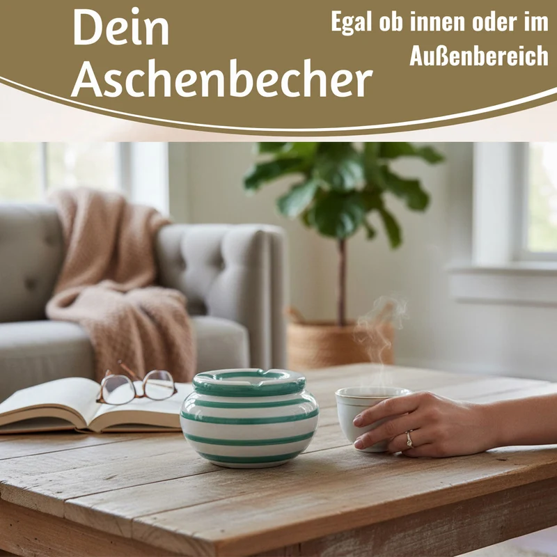 XL Sturmaschenbecher 14x9cm Türkis Weiß Windaschenbecher Aschenbecher