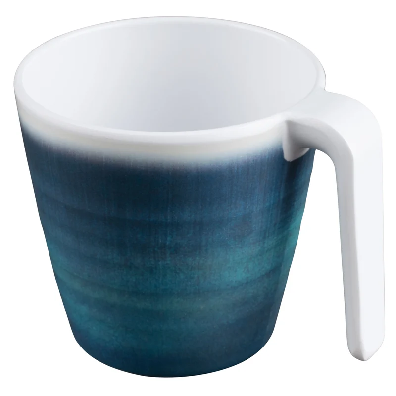 Melamin 6 Tassen 350 ml ideal für Camping - Jesolo Blau - Stapelbar - Steingutoptik Trinkbecher Kaffeetasse Kaffeebecher