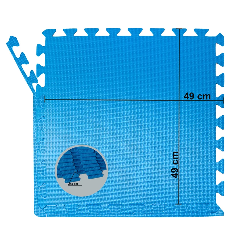 Poolunterlegmatte aus EVA in Blau - 0,5cm dick - 50x50cm - passend für spezielle Poolgrößen - Stecksystem in Puzzleform