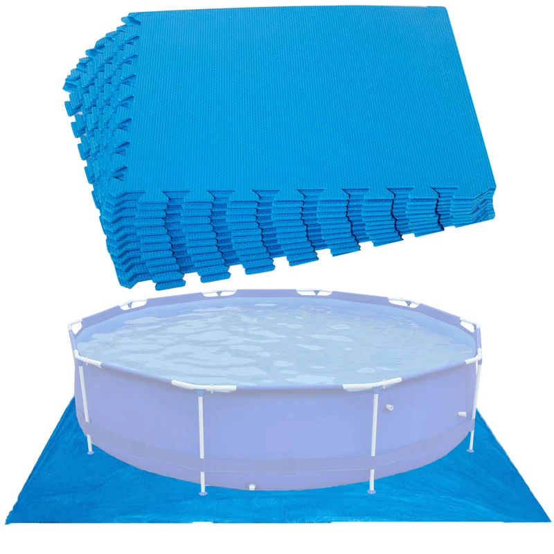 Poolunterlegmatte aus EVA in Blau - 0,5cm dick - 50x50cm - passend für spezielle Poolgrößen - Stecksystem in Puzzleform