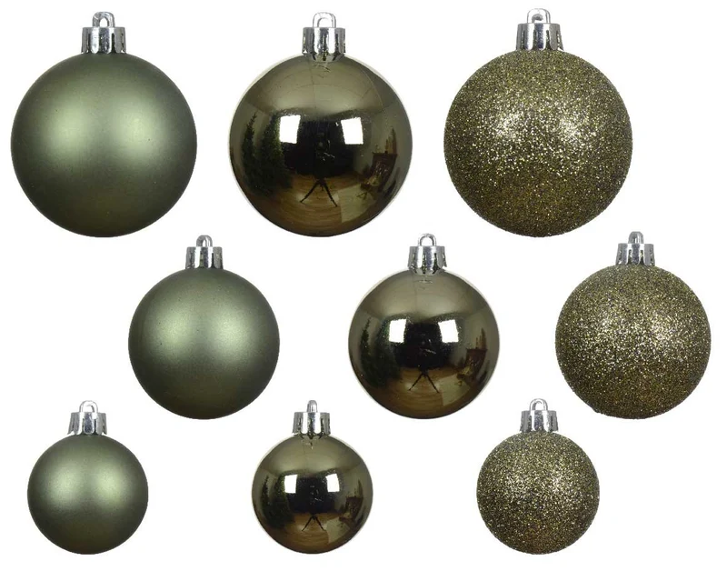 30 Kunststoff Weihnachtskugeln Grün Rosmarin 4cm-6cm Baumkugel Dekokugel