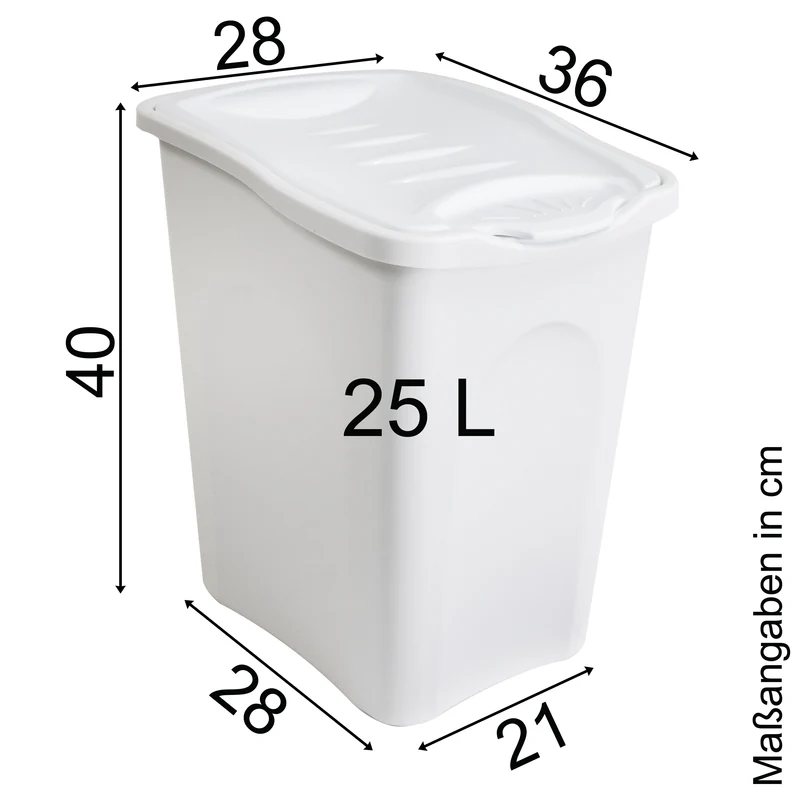 Wäschekorb 25 Liter klein mit Deckel - Wäschesammler ohne Löcher 36x28x40cm Wäschebox Wäschesortierer Kunststoff Singlehaushalt
