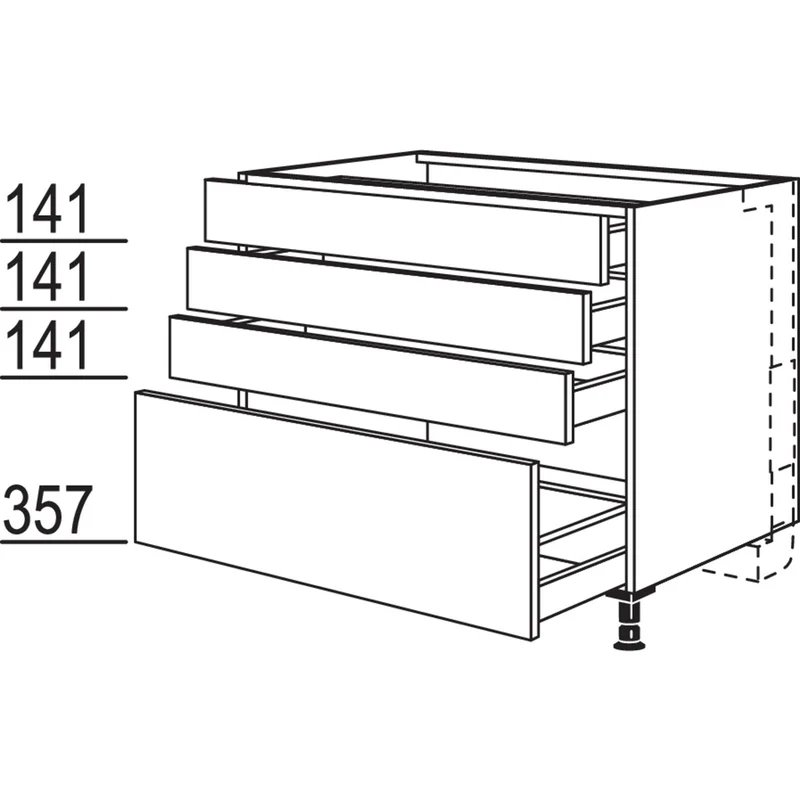 nobilia XL-Kochstellenschrank für Panorama-Kochfeldabzug mit vertikalem Motor KMP3SA90-X 90 cm