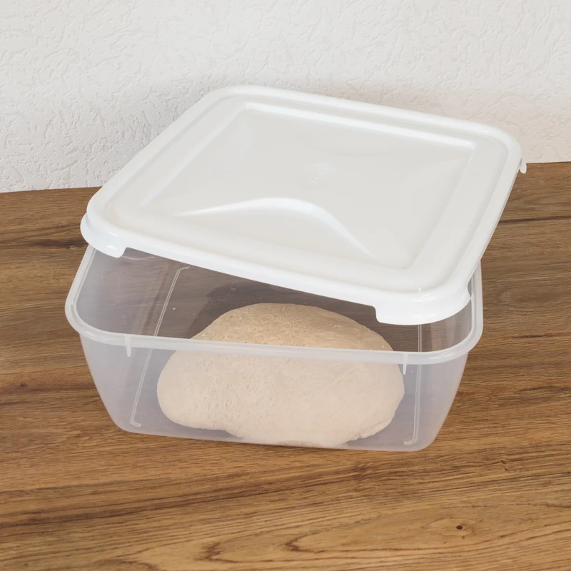 Vorratsdose 10 Liter mit Deckel Frischhaltedose - Gärbox Aufbewahrungsbox mit Deckel - lebensmittelecht - transparent mit weißem Deckel - quadratisch