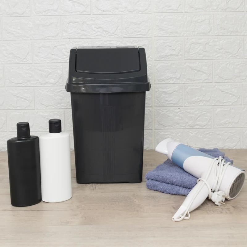 Mülleimer mit Schwingdeckel 8 Liter eckig Schwingdeckeleimer Kunststoff Küche Büro Bad Putzeimer Kosmetikeimer Papierkorb Eimer Abfalleimer Abfallbehälter Mülltonne Müll Abfallsammler