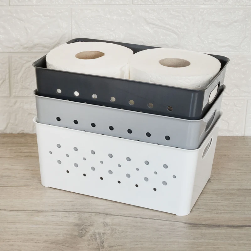 Ordnungsbox-Set WEIß-GRAU-ANTHRAZIT - 24x16x10cm - 3,3 Liter - DINA5 - Schubladenorganizer Ordnungskorb Schublade - Organizerbox Ordnungssystem Kunststoff Aufbewahrung Bad Korb Schrank Schreibtisch