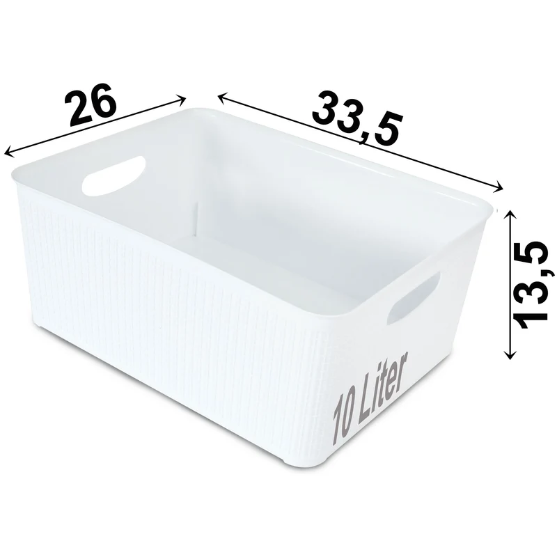 Ordnungsbox - 33x26x13cm - 10 Liter - DINA4 - Rattanoptik Schubladenorganizer Ordnungskorb Schublade - Organizerbox Ordnungssystem Kunststoff Aufbewahrung Bad Korb Schrank Schreibtisch