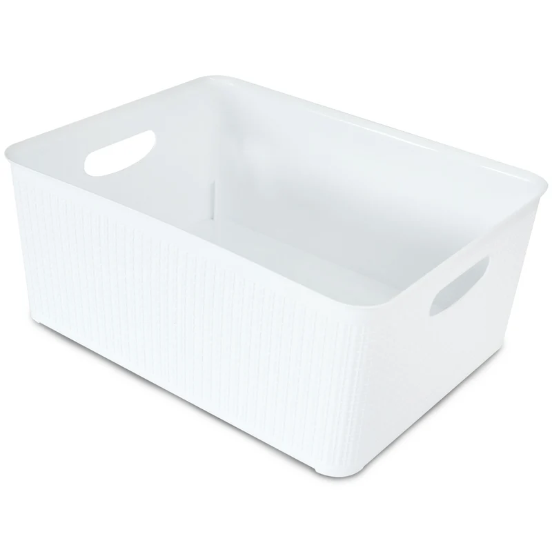 Ordnungsbox - 33x26x13cm - 10 Liter - DINA4 - Rattanoptik Schubladenorganizer Ordnungskorb Schublade - Organizerbox Ordnungssystem Kunststoff Aufbewahrung Bad Korb Schrank Schreibtisch