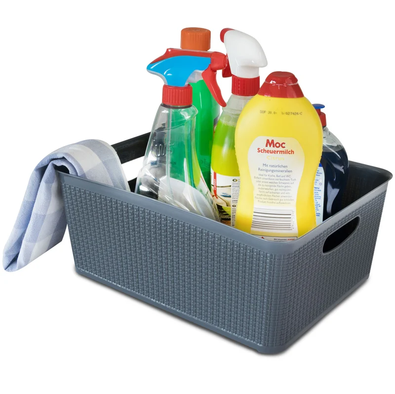 Ordnungsbox - 33x26x13cm - 10 Liter - DINA4 - Rattanoptik Schubladenorganizer Ordnungskorb Schublade - Organizerbox Ordnungssystem Kunststoff Aufbewahrung Bad Korb Schrank Schreibtisch