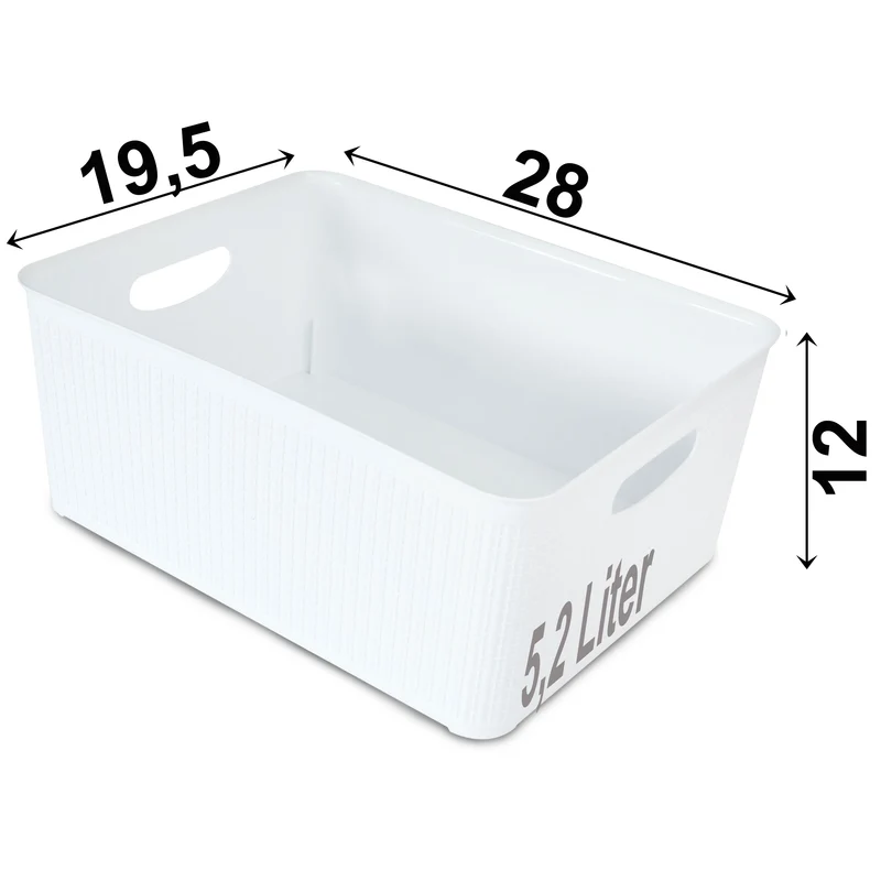 Ordnungsbox - 27x19x12cm - 5,2 Liter - Rattanoptik Schubladenorganizer Ordnungskorb Schublade - Organizerbox Ordnungssystem Kunststoff Aufbewahrung Bad Korb Schrank Schreibtisch