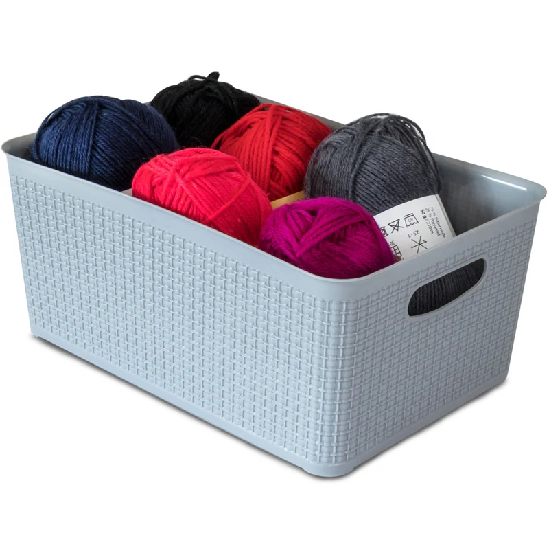 Ordnungsbox - 27x19x12cm - 5,2 Liter - Rattanoptik Schubladenorganizer Ordnungskorb Schublade - Organizerbox Ordnungssystem Kunststoff Aufbewahrung Bad Korb Schrank Schreibtisch