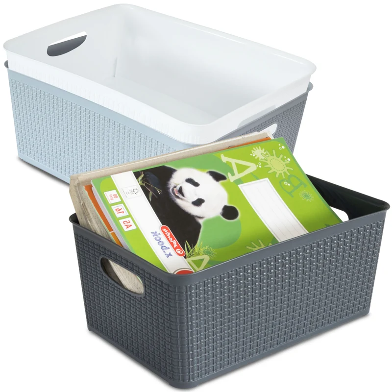 Ordnungsbox - 24x16x10cm - 3,3 Liter - DINA5 - Rattanoptik Schubladenorganizer Ordnungskorb Schublade - Organizerbox Ordnungssystem Kunststoff Aufbewahrung Bad Korb Schrank Schreibtisch