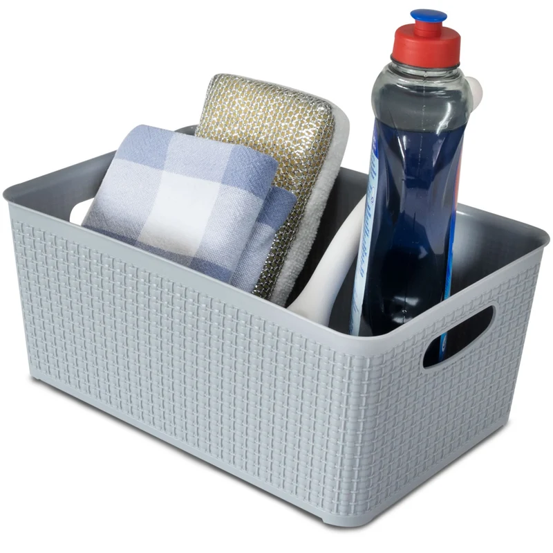 Ordnungsbox - 24x16x10cm - 3,3 Liter - DINA5 - Rattanoptik Schubladenorganizer Ordnungskorb Schublade - Organizerbox Ordnungssystem Kunststoff Aufbewahrung Bad Korb Schrank Schreibtisch