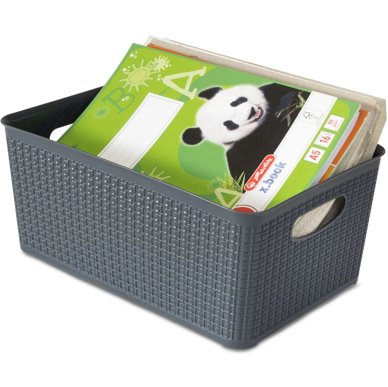 Ordnungsbox - 24x16x10cm - 3,3 Liter - DINA5 - Rattanoptik Schubladenorganizer Ordnungskorb Schublade - Organizerbox Ordnungssystem Kunststoff Aufbewahrung Bad Korb Schrank Schreibtisch