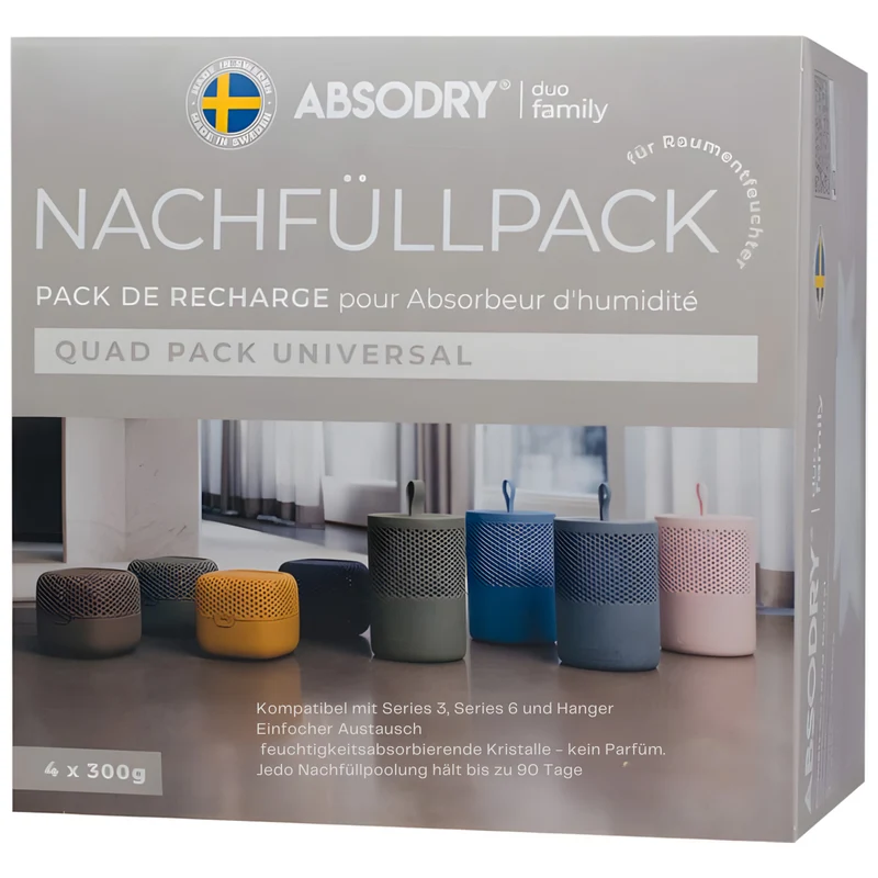 Luftentfeuchter Nachfüllpack 4x300g Vliesbeutel Granulat für AbsoDry Series 3