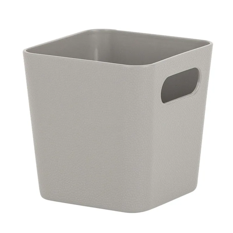 Ordnungsbox - 10x10x10 cm - TAUPE Lederoptik - Ordnungskorb Regalorganizer Wandregal