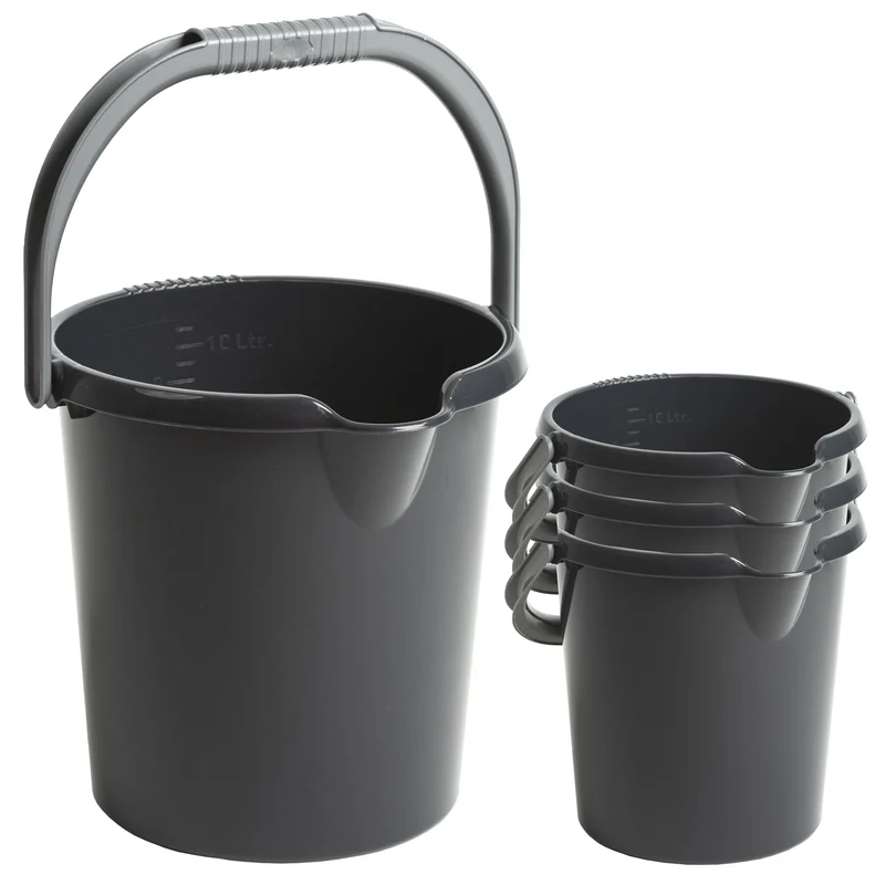 Eimer mit Ausguss und Henkel - 5 Liter - Putzeimer Haushalt Küche Bad Camping Kunststoff Eimer Haushaltseimer Wassereimer