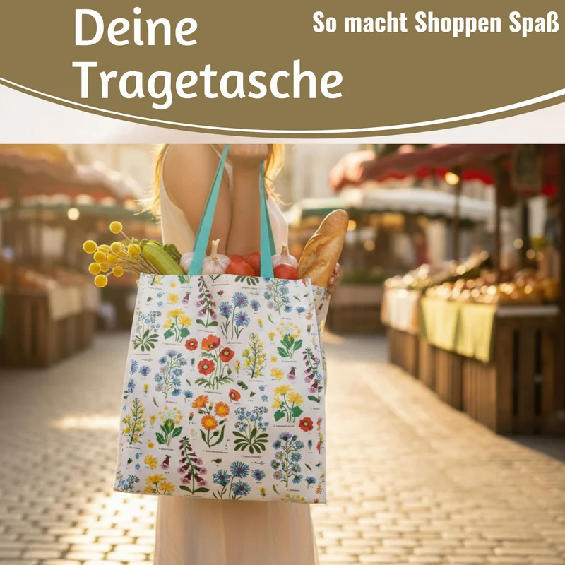 Retro Shopper Einkaufstasche Wild Flowers faltbar Strandtasche Tragetasche