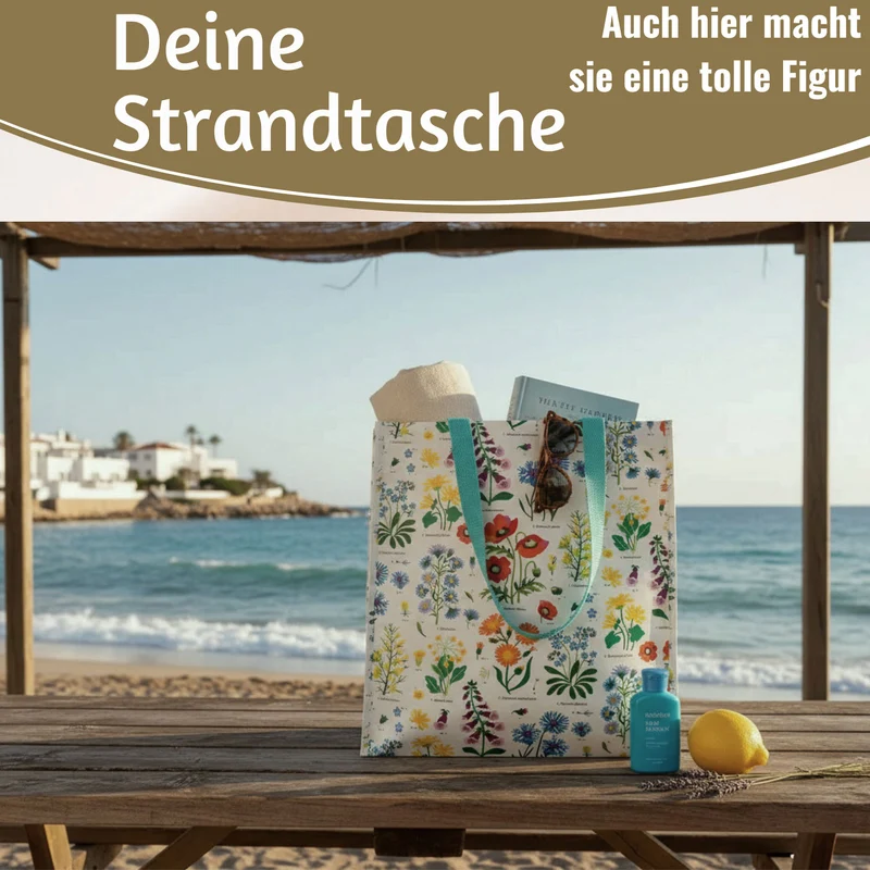 Retro Shopper Einkaufstasche Wild Flowers faltbar Strandtasche Tragetasche