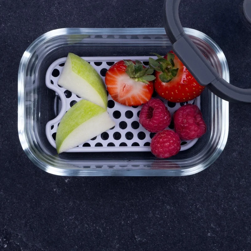 LURCH, Glasbehälter Fresh 500ml mit dichtem Deckel und Abtropfgitter