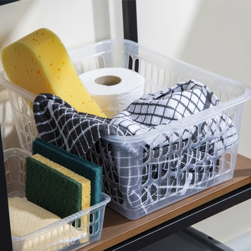 Körbchen Aufbewahrungskorb - 37x26x14 cm - Kunststoffkorb - Größe L - Organizer Ordnung - Aufbewahrung Bad Korb Kinderzimmer Haushalt