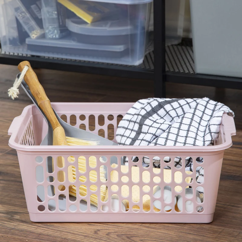 Körbchen Aufbewahrungskorb - 37x26x14 cm - Kunststoffkorb - Größe L - Organizer Ordnung - Aufbewahrung Bad Korb Kinderzimmer Haushalt