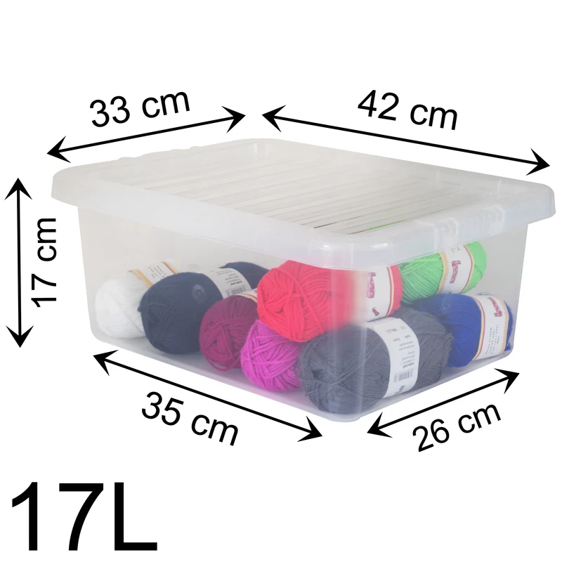 Aufbewahrungsbox mit Deckel 17 Liter - 42x33x17cm - transparent - stapelbar