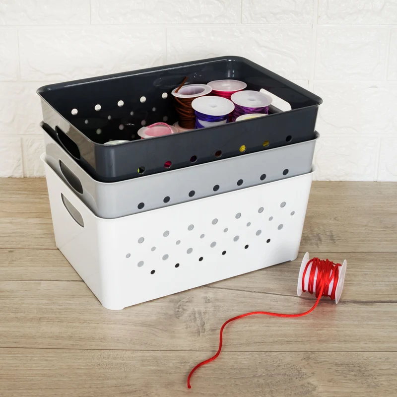 Ordnungsbox - 27x19x12cm - 5,2 Liter - Schubladenorganizer Ordnungskorb Schublade - Organizerbox Ordnungssystem Kunststoff Aufbewahrung Bad Korb Schrank Schreibtisch