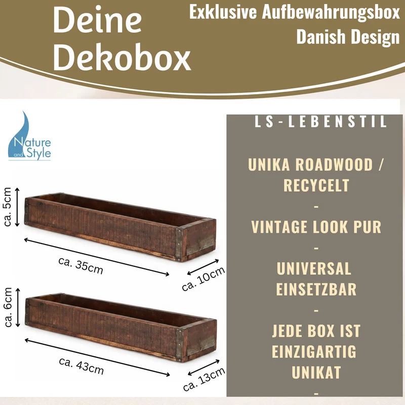 Vintage Holz Aufbewahrungsbox 2´er Set Recycelt Unika Braun Dekokiste