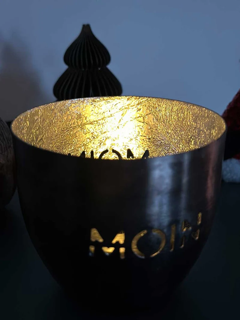 XL Metall Teelichthalter Moin 9cm Silber Votiv Kerzenhalter Windlicht