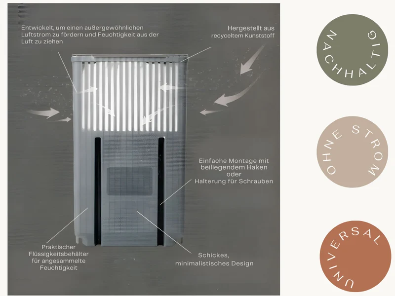 Absodry Duo Family Series 6 Grau Aufhänger für Kleiderschrank Luftentfeuchter