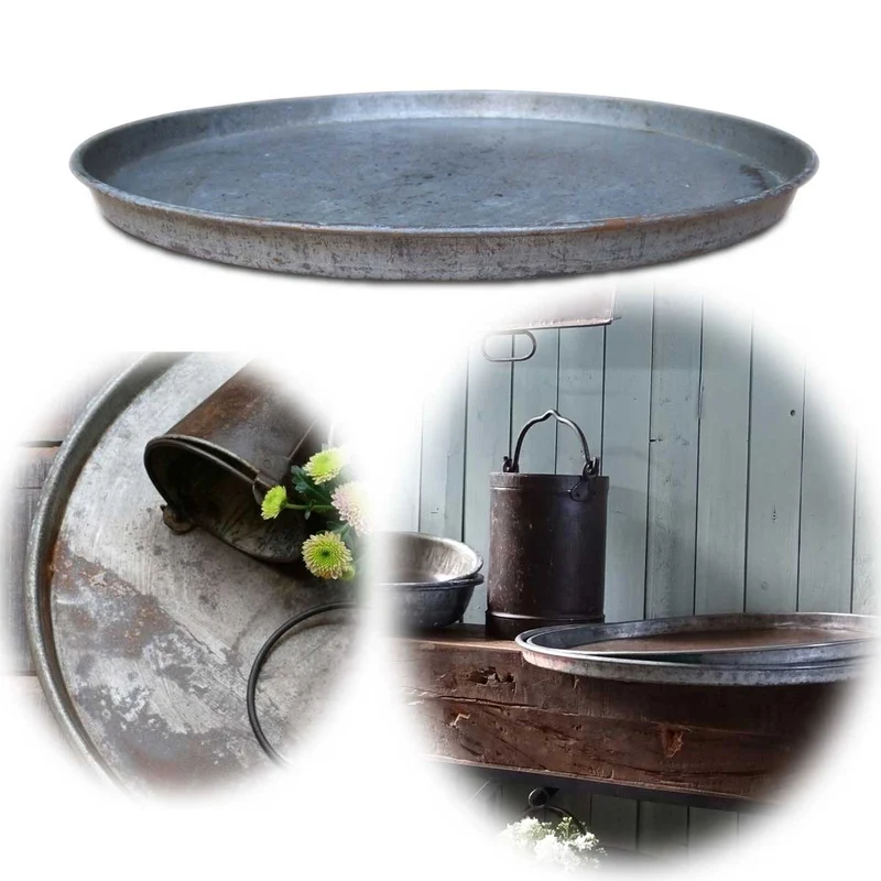 XL Metall Deko Tablett Serviertablett Delhi 42cm Rund Kerzenteller Kerzentablett