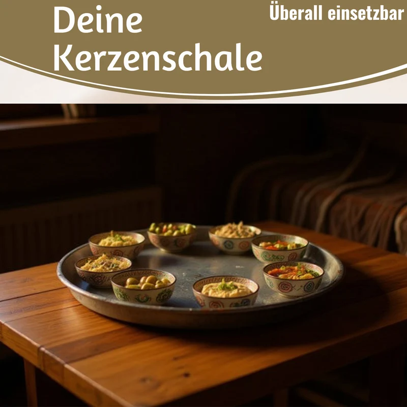 XL Metall Deko Tablett Serviertablett Delhi 42cm Rund Kerzenteller Kerzentablett