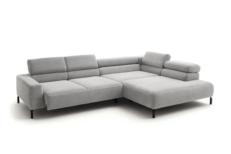 KAWOLA Sofa DELIA Ecksofa Cord hellgrau